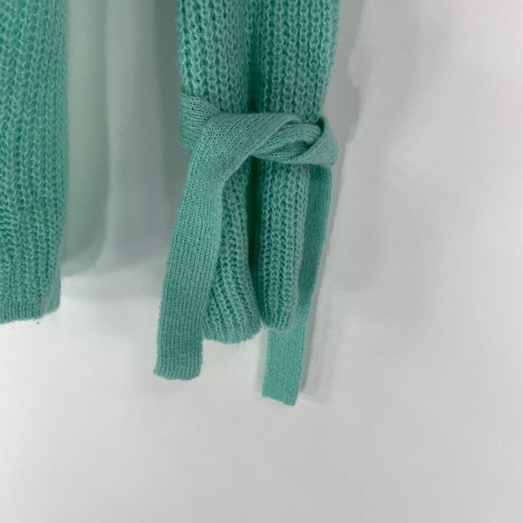 Project Naadam XS Sweater Pullover Bell Sleeve Tie Mint Green Open Knit Acrylic - Picture 7 of 11